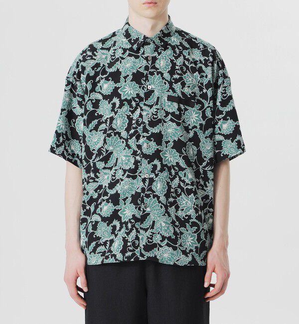  「ドローイングフラワープリントハーフスリーブシャツ」|シャツ・ブラウス|