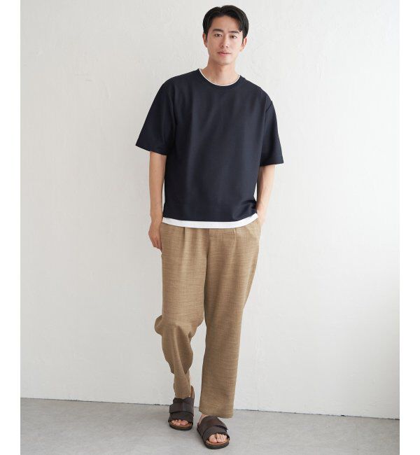 ikka「【吸水速乾】ドライ鹿の子レイヤードTシャツ5分袖」|Tシャツ・カットソー|