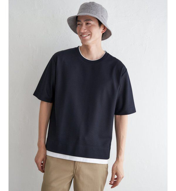 ikka「【吸水速乾】ドライ鹿の子レイヤードTシャツ5分袖」|Tシャツ・カットソー|