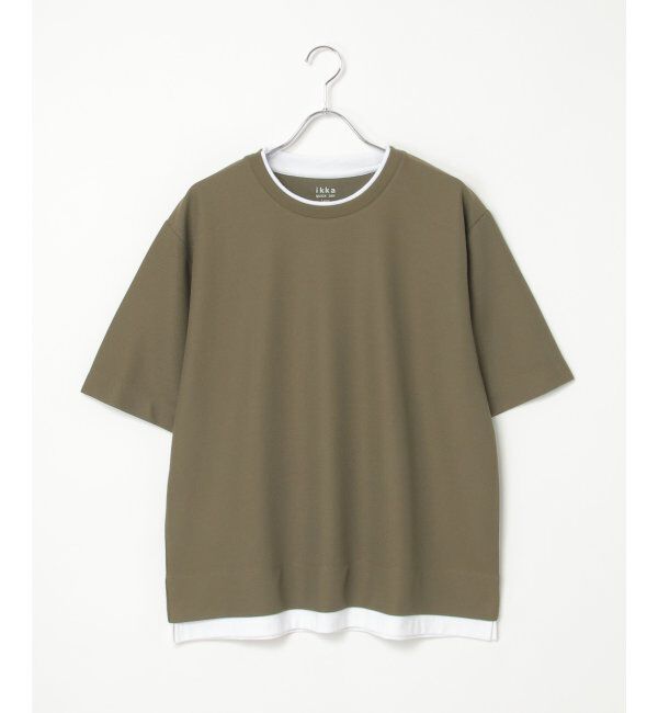 ikka「【吸水速乾】ドライ鹿の子レイヤードTシャツ5分袖」|Tシャツ・カットソー|