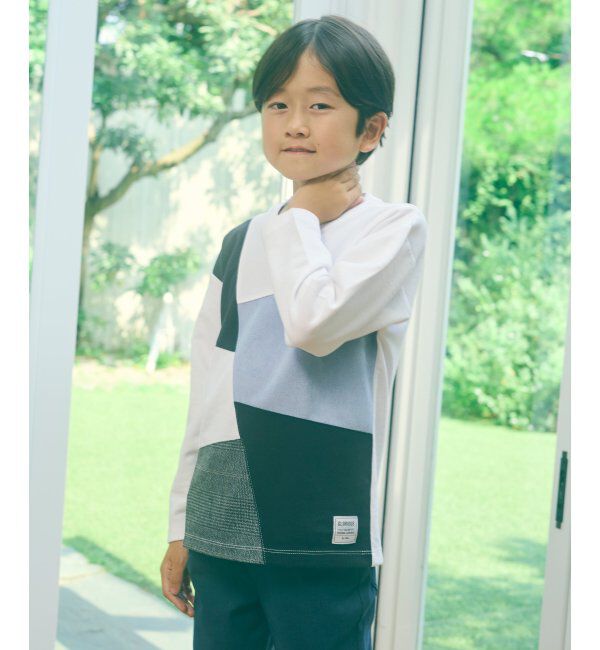 ikka kids「【親子おそろい】フェイクスエードブロックスロンT（120~160cm）」|Tシャツ・カットソー|