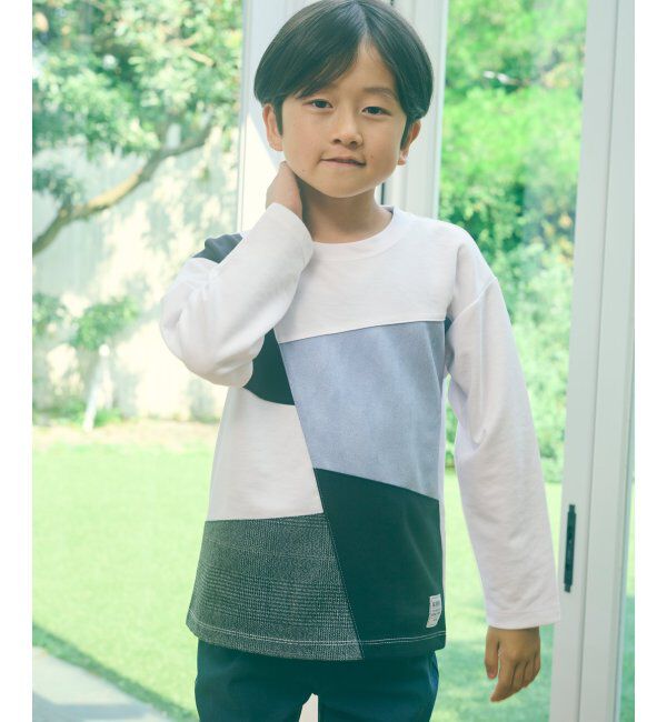ikka kids「【親子おそろい】フェイクスエードブロックスロンT（120~160cm）」|Tシャツ・カットソー|