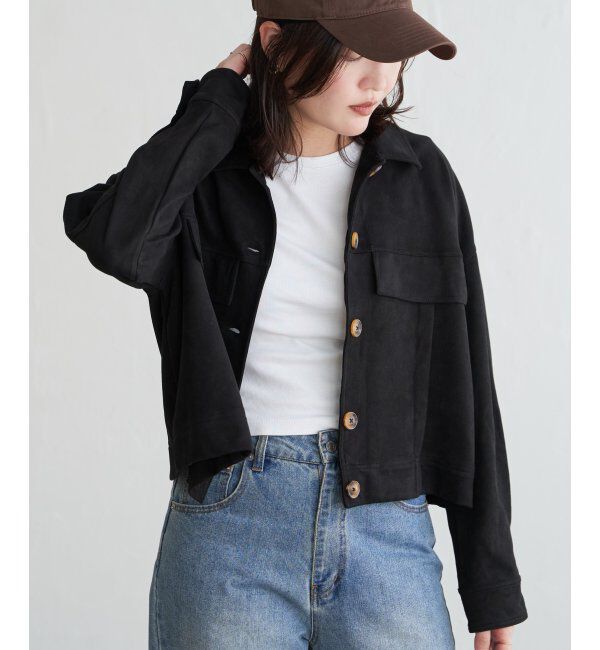 VENCE share style「カットスェードオーバーシャツ」|シャツ・ブラウス|ブラック