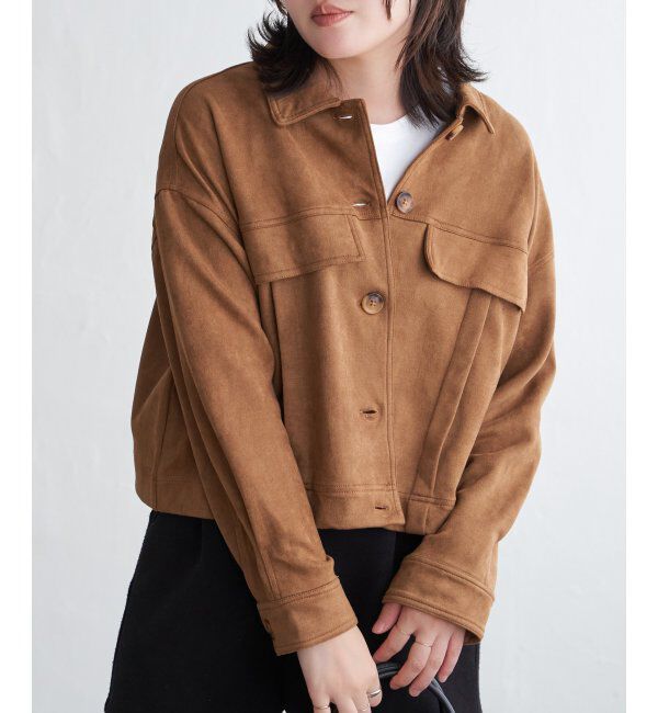 VENCE share style「カットスェードオーバーシャツ」|シャツ・ブラウス|キャメル