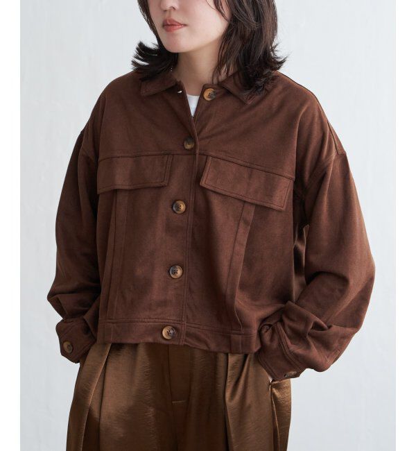VENCE share style「カットスェードオーバーシャツ」|シャツ・ブラウス|ブラウン