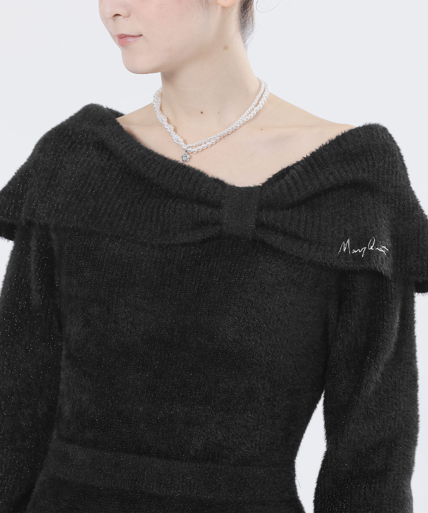 MARY QUANT「オフショルリボンニット ワンピース」|ワンピース|