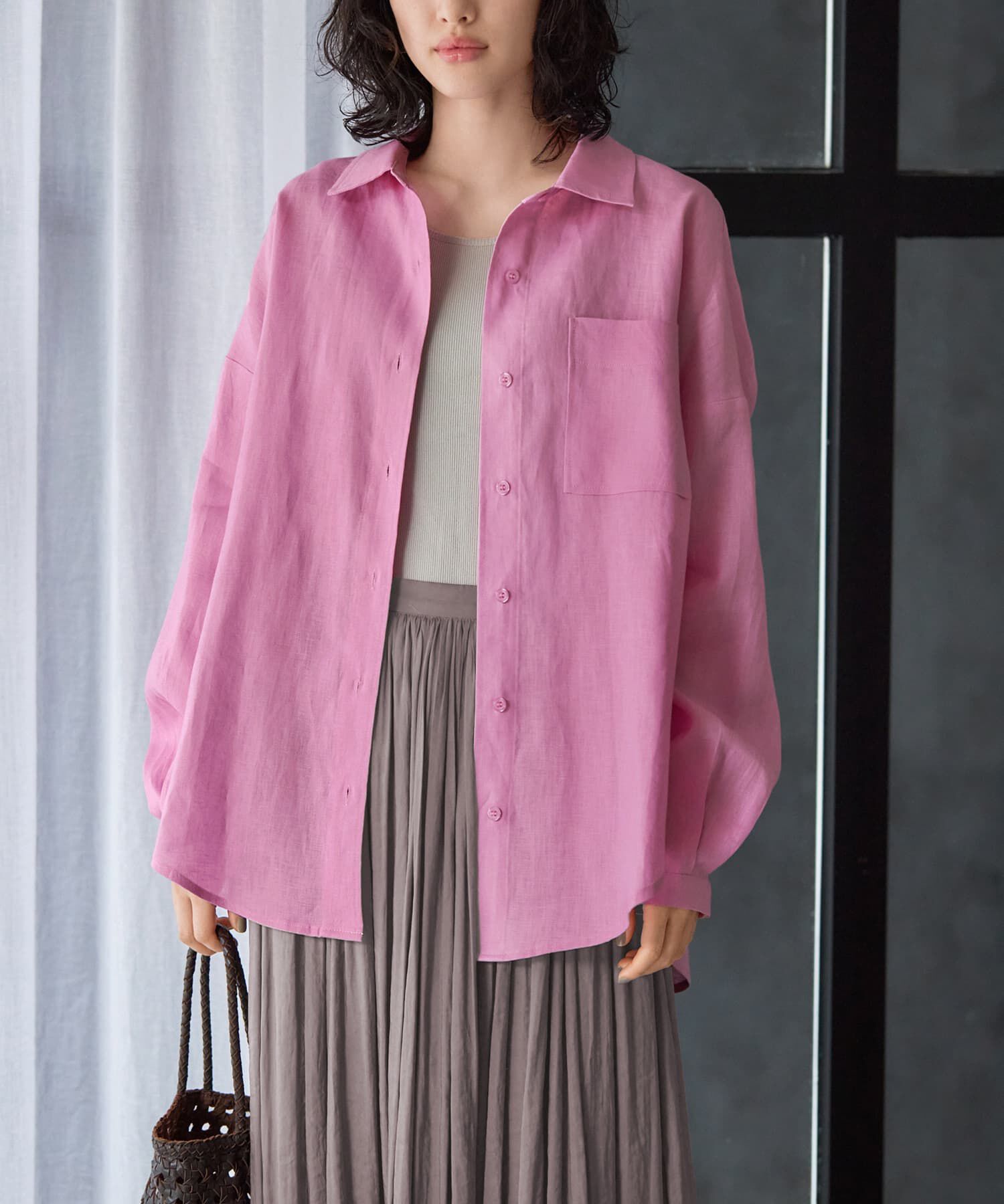 STYLE DELI「【LUXE】リネン100%リラックスシャツ」|ワンピース|