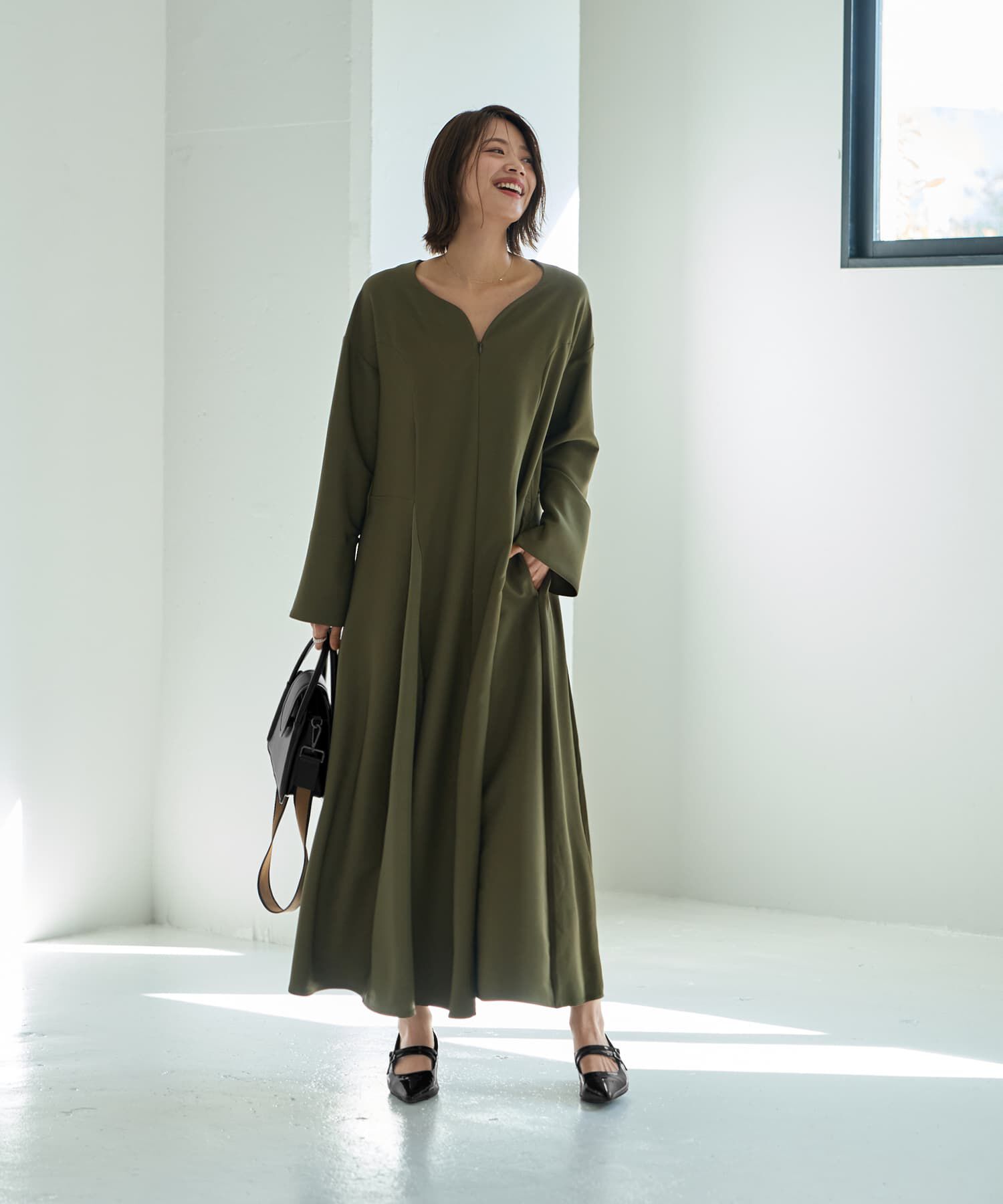 STYLE DELI「【LUXE】フロントファスナー微配色ワンピース」|ワンピース|