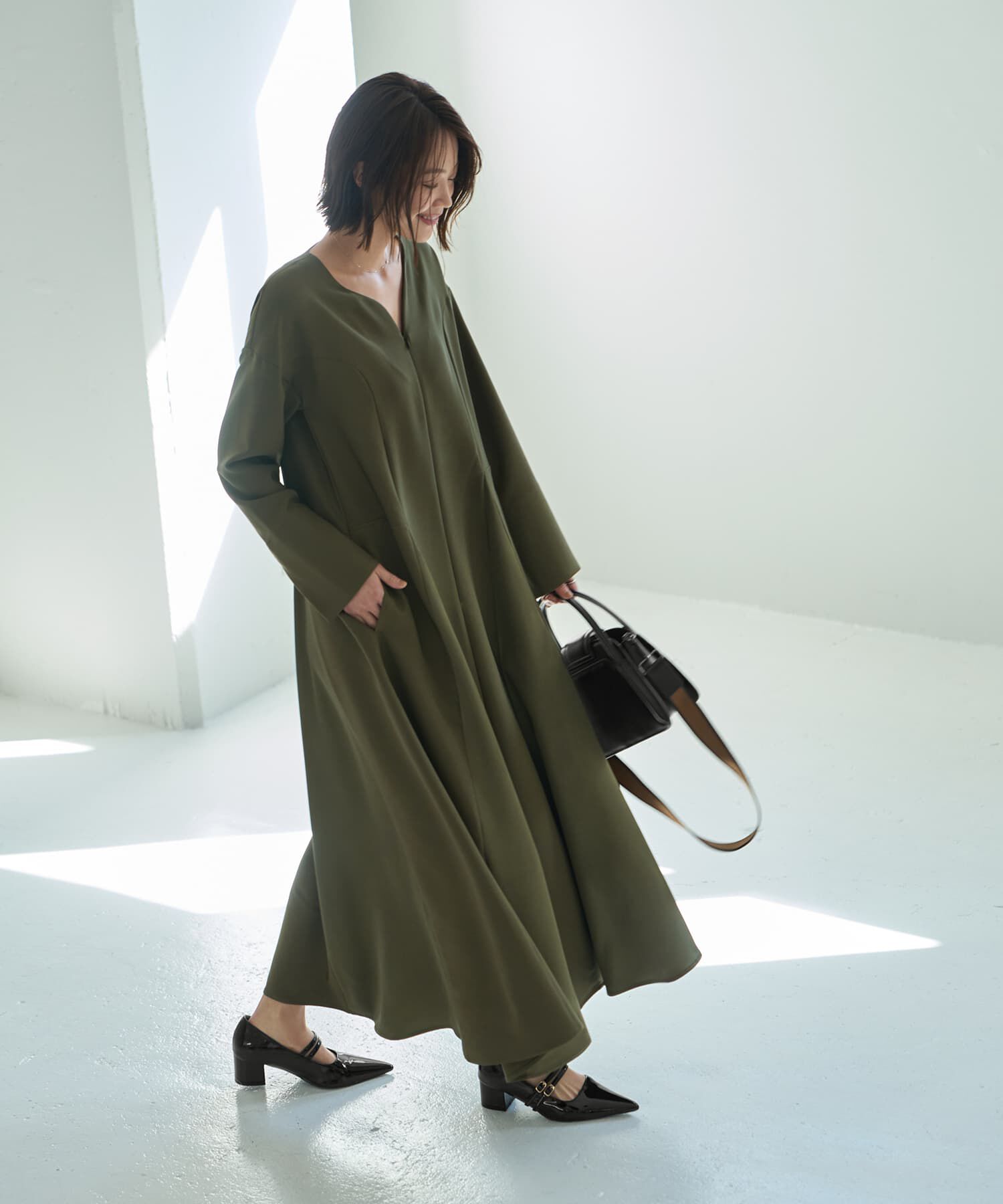 STYLE DELI「【LUXE】フロントファスナー微配色ワンピース」|ワンピース|