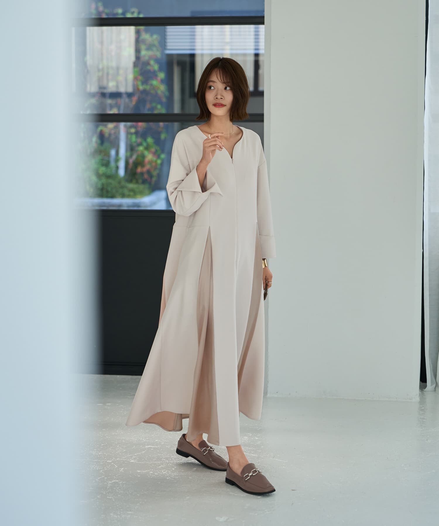 STYLE DELI「【LUXE】フロントファスナー微配色ワンピース」|ワンピース|