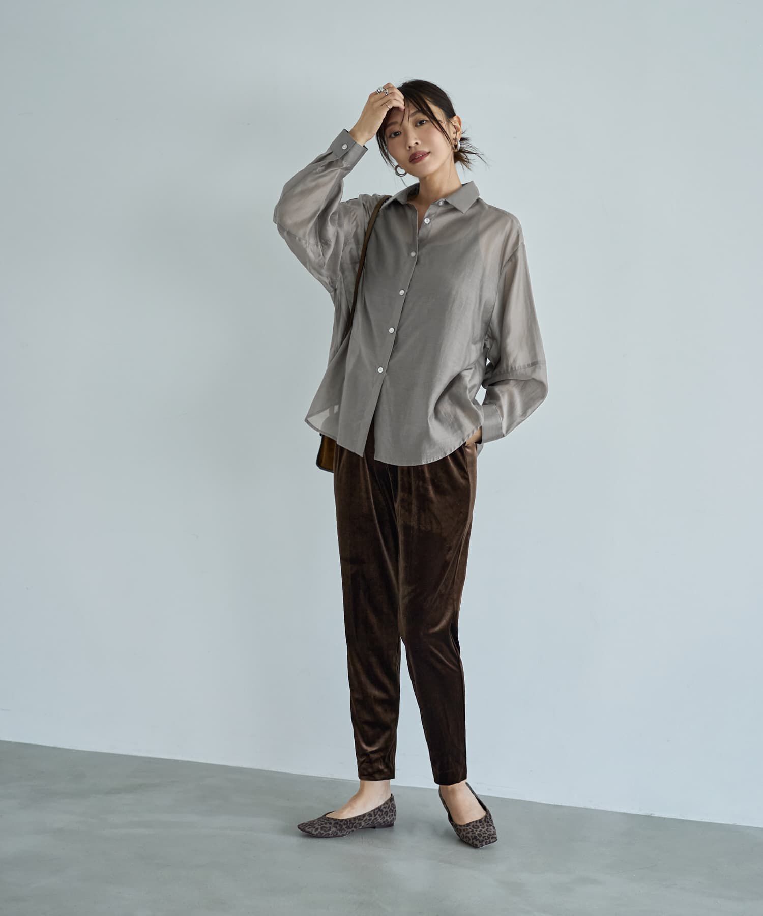 STYLE DELI「袖ハギ微光沢シアーシャツ」|シャツ・ブラウス|