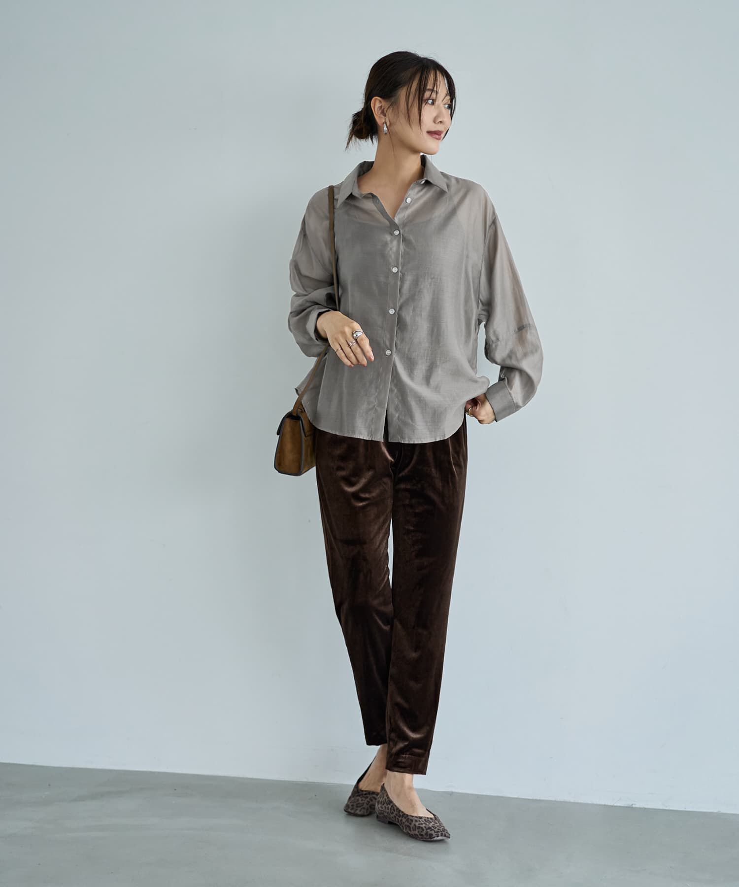 STYLE DELI「袖ハギ微光沢シアーシャツ」|シャツ・ブラウス|