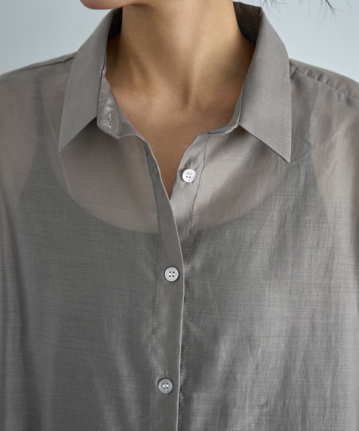 STYLE DELI「袖ハギ微光沢シアーシャツ」|シャツ・ブラウス|