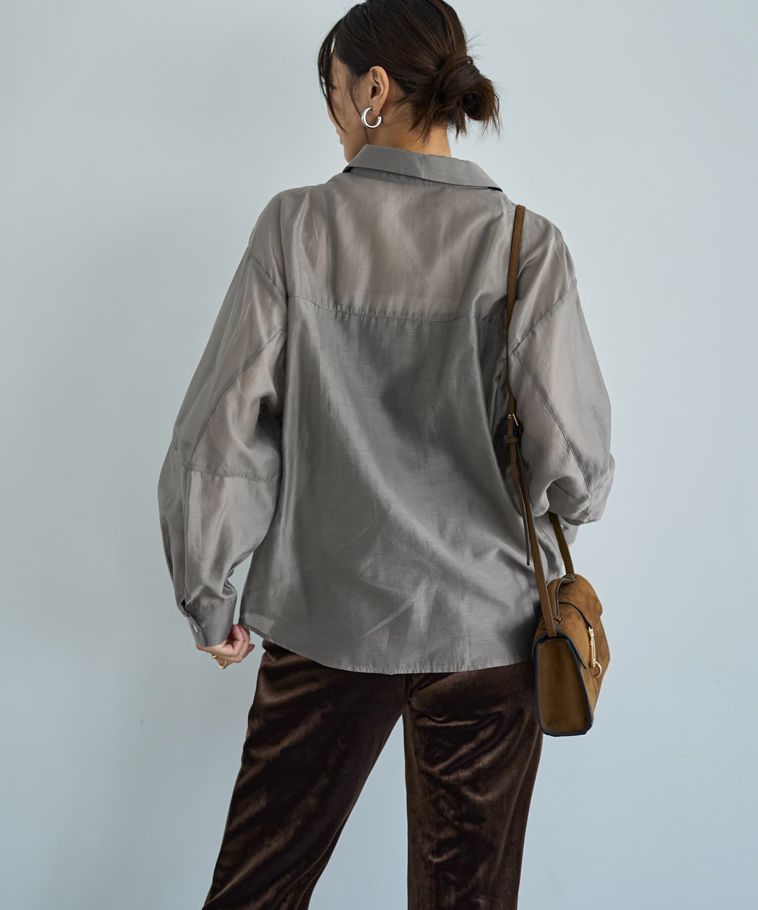 STYLE DELI「袖ハギ微光沢シアーシャツ」|シャツ・ブラウス|