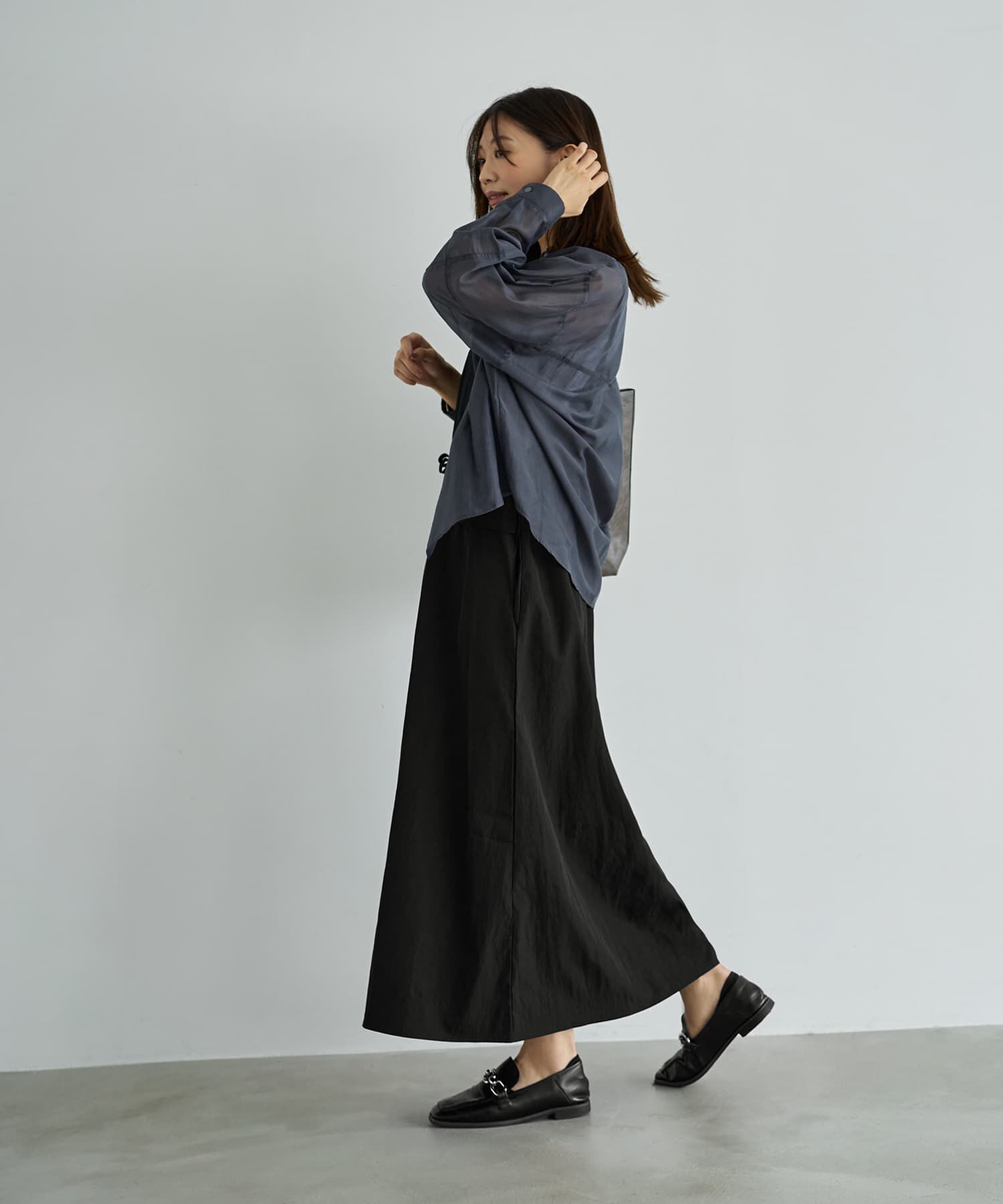 STYLE DELI「袖ハギ微光沢シアーシャツ」|シャツ・ブラウス|