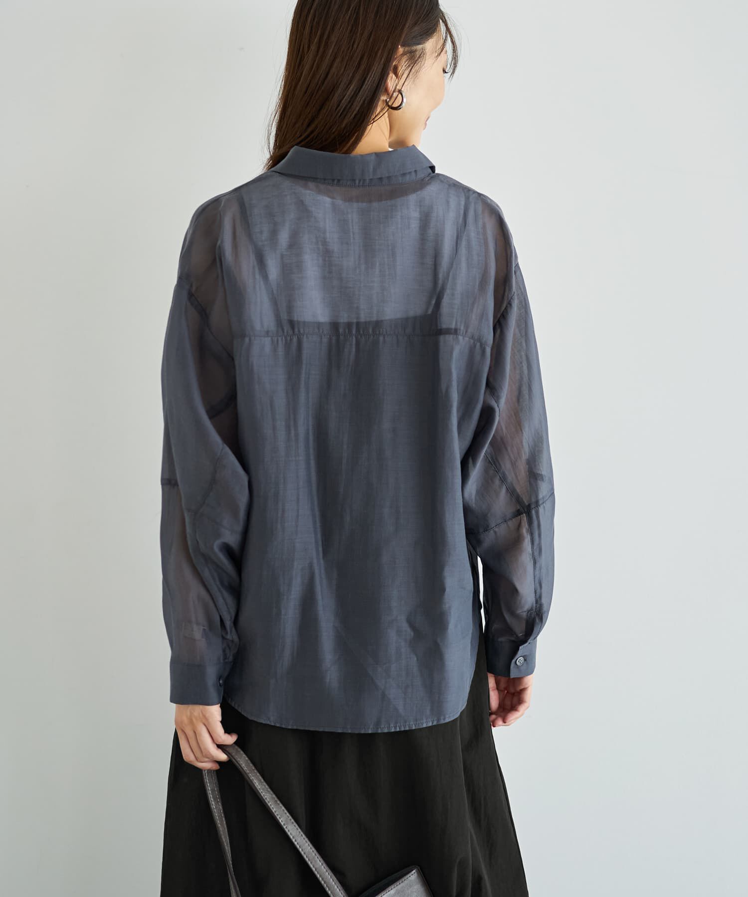 STYLE DELI「袖ハギ微光沢シアーシャツ」|シャツ・ブラウス|