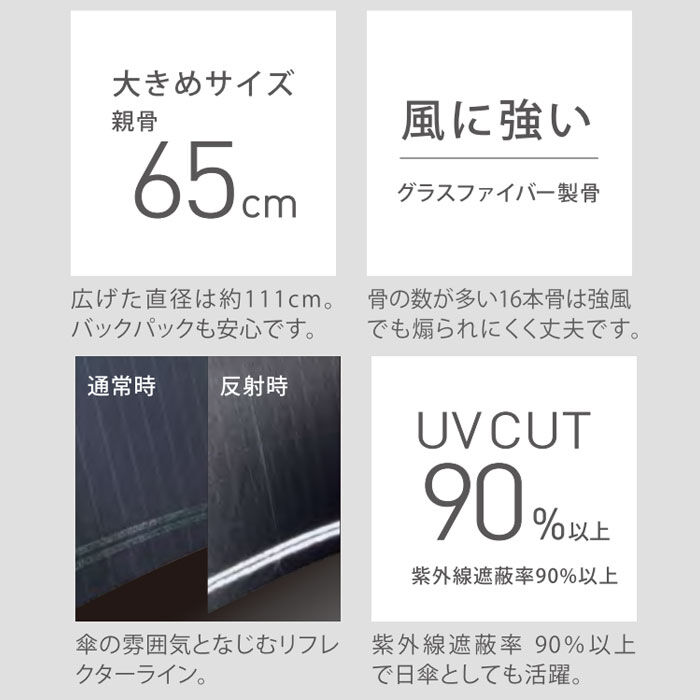 BACKYARD FAMILY「マブ mabu 長傘 メンズ 通販 16本骨 晴雨兼用 雨晴兼用 ジャンプ ワンタッチ UV」|傘|