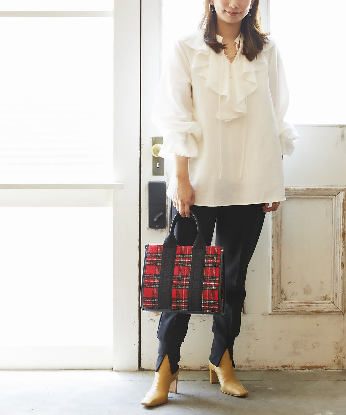 Samantha Thavasa「タータンチェック スクエアトート」|トートバッグ|