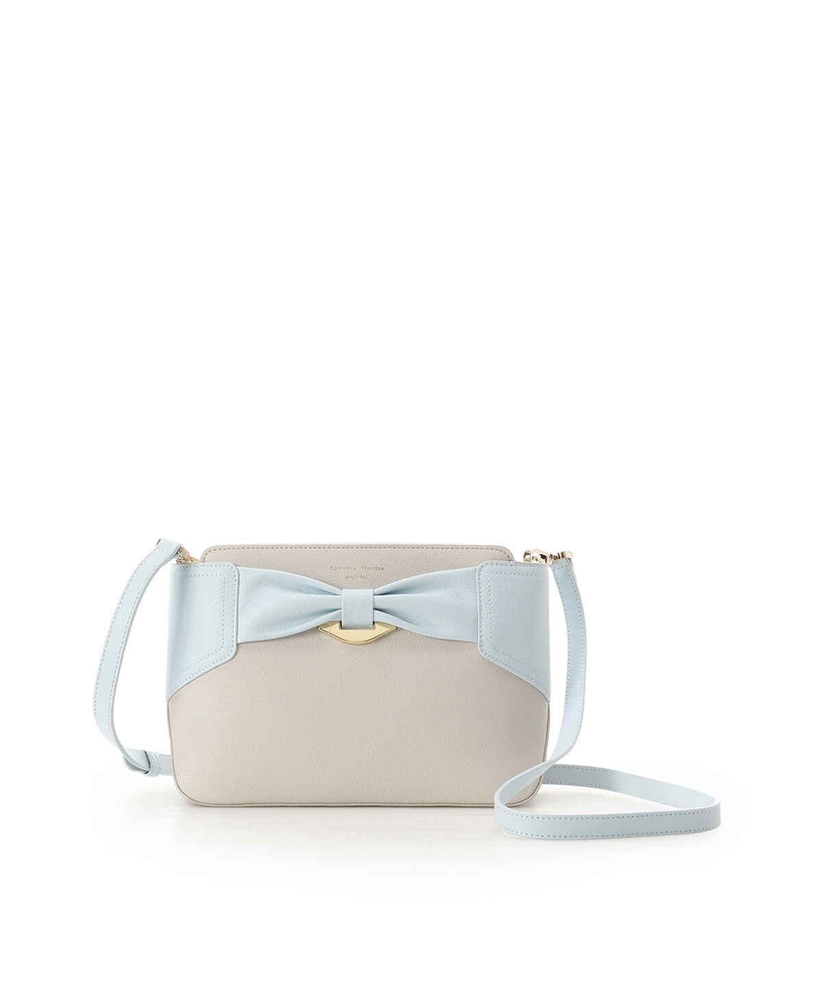 Samantha Thavasa「バイカラーリボンモチーフ スプリットレザーショルダーバッグ」|ショルダー・メッセンジャー|ライトブルー