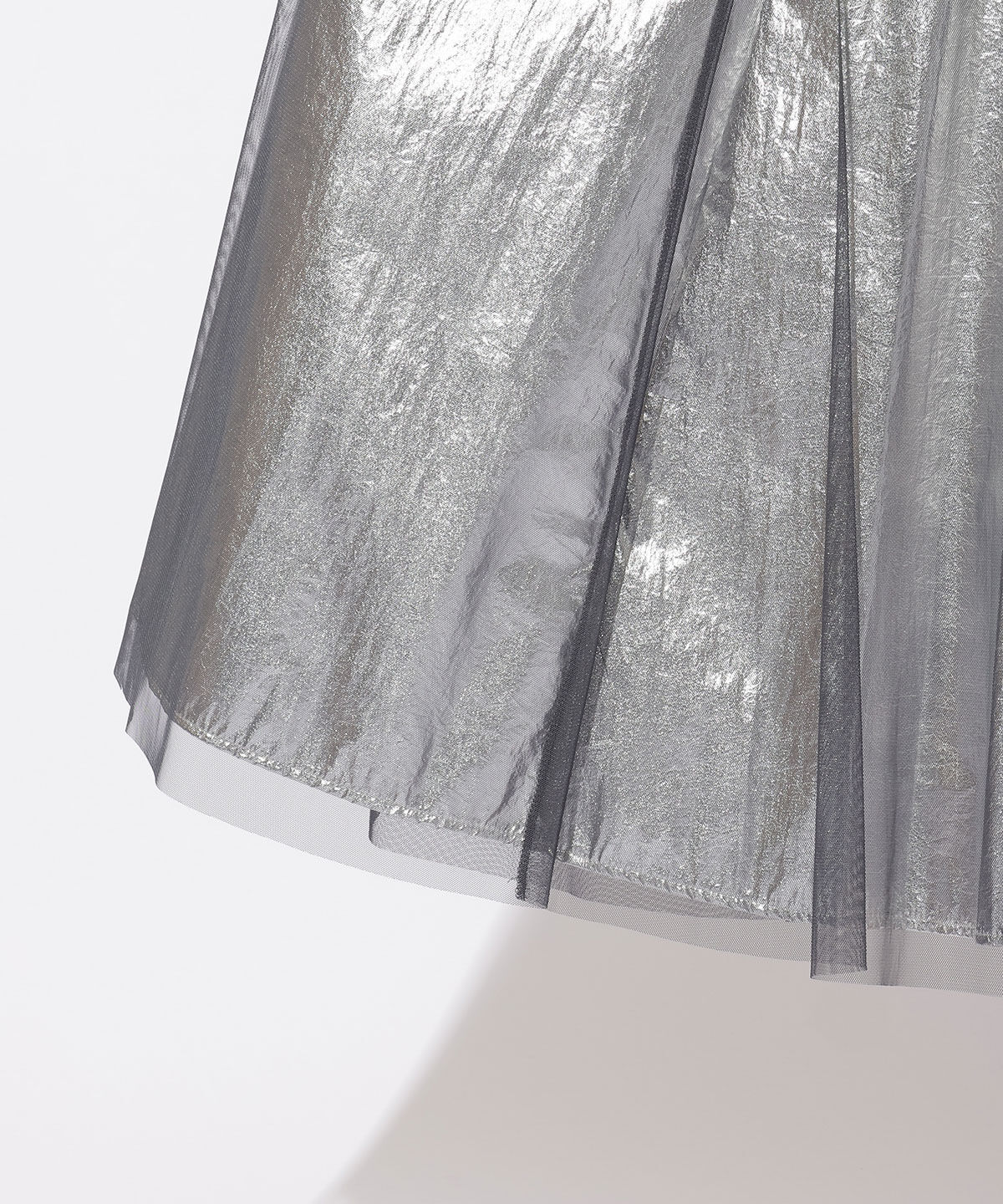 アンドクチュール「チュールレイヤード箔スカート」|フレア|