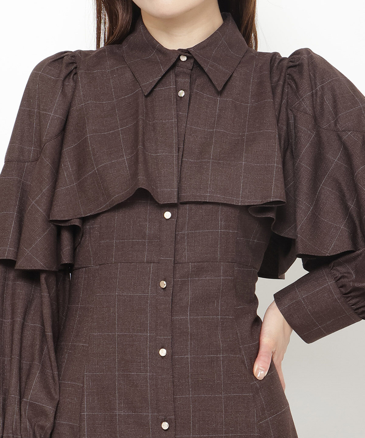 アンドクチュール「フロントフリルケープシャツワンピース」|ワンピース|