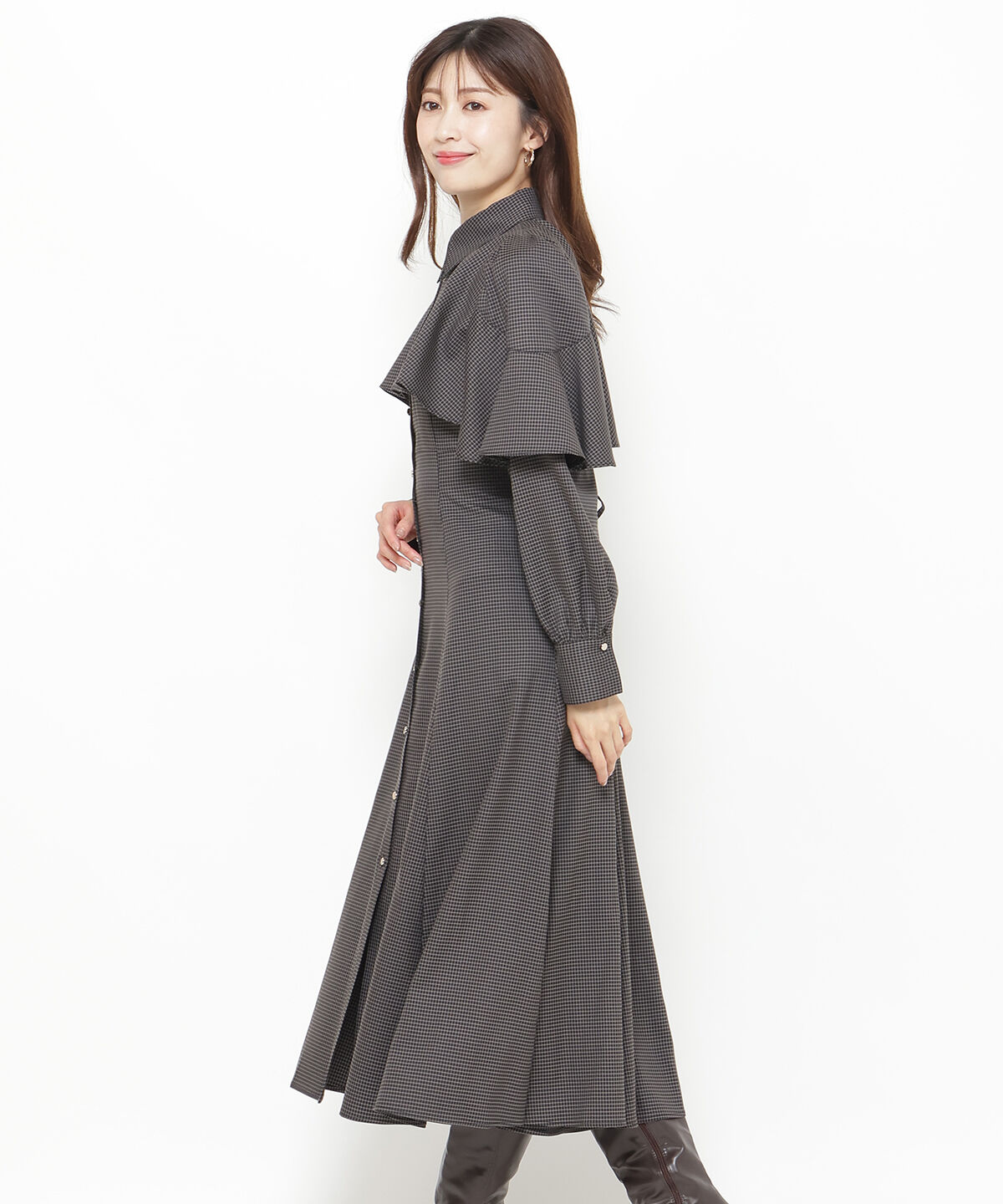 アンドクチュール「フロントフリルケープシャツワンピース」|ワンピース|