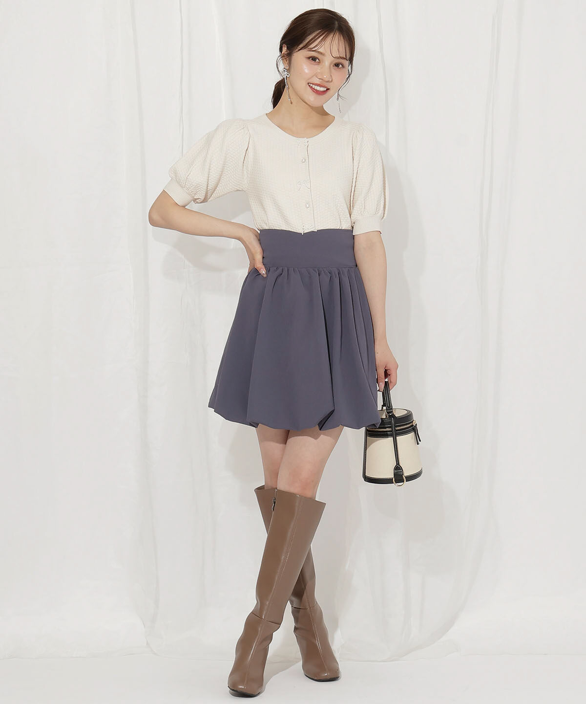 WILLSELECTION「パールリボンパフカーディガン」|カーディガン|