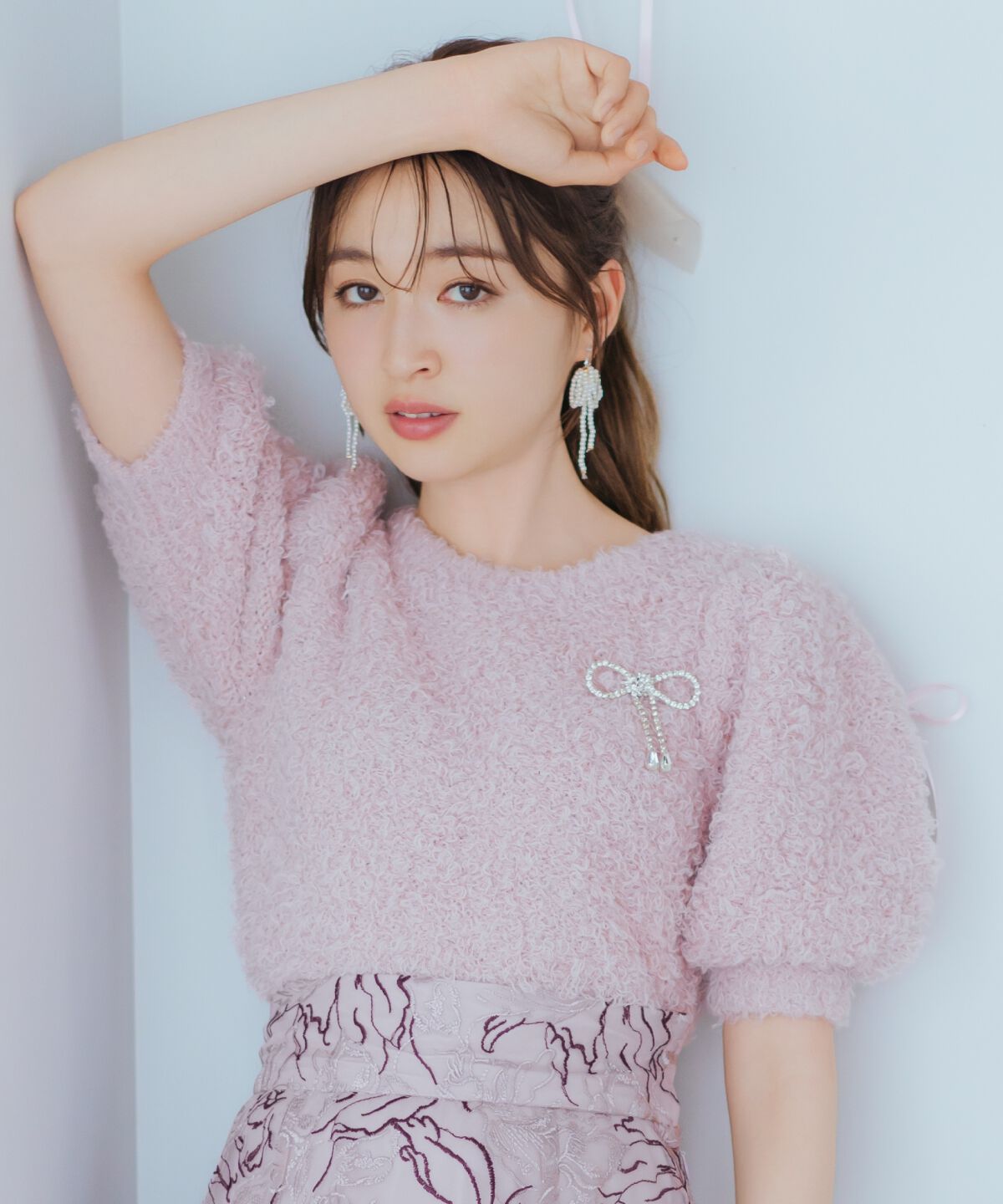 WILLSELECTION「リボンブローチ付きテディヤーンニット」|ニット・セーター|