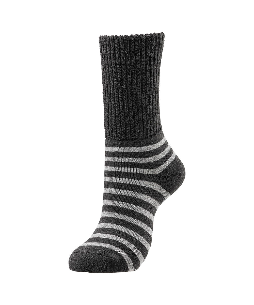 MIZUNO「【吸湿発熱】ブレスサーモゆるぬくソックス(ボーダー)」|ソックス|