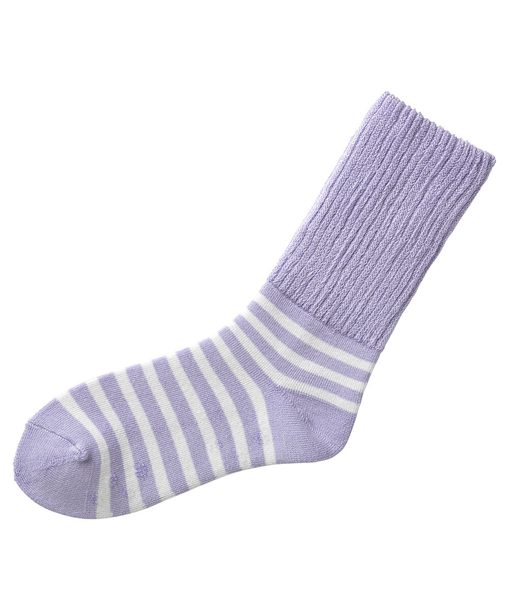 MIZUNO「【吸湿発熱】ブレスサーモゆるぬくソックス(ボーダー)」|ソックス|ラベンダー