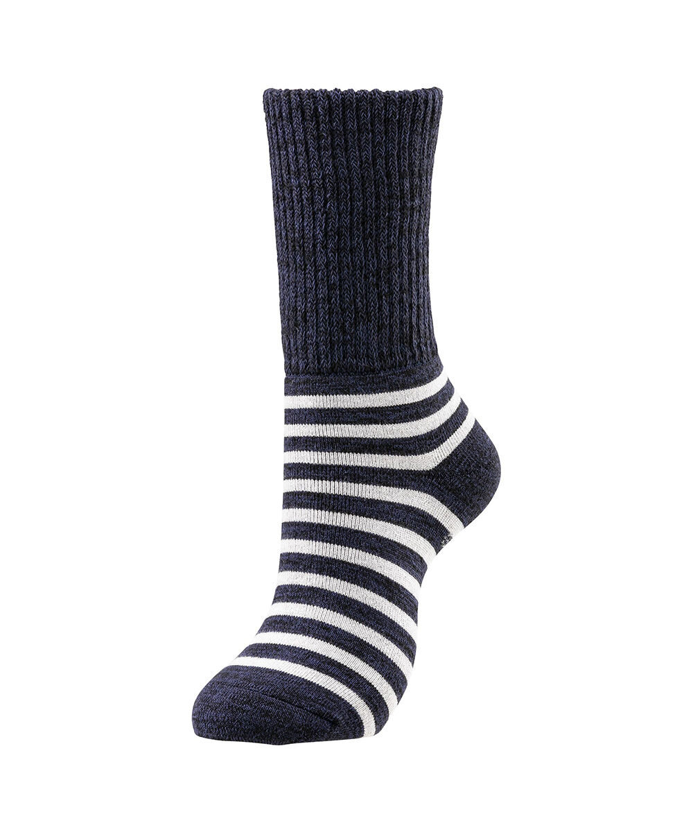 MIZUNO「【吸湿発熱】ブレスサーモゆるぬくソックス(ボーダー)」|ソックス|