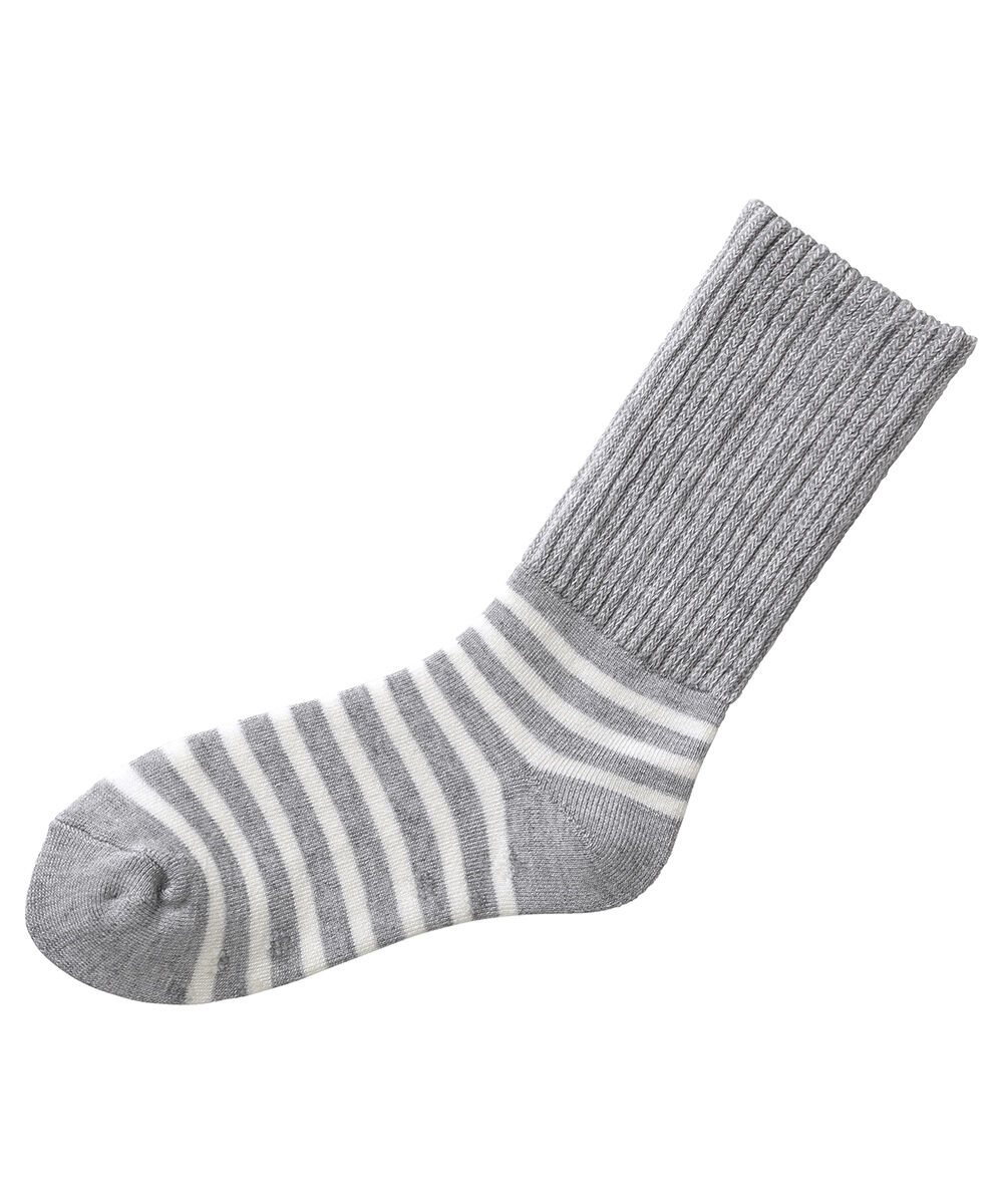 MIZUNO「【吸湿発熱】ブレスサーモゆるぬくソックス(ボーダー)」|ソックス|ライトグレー
