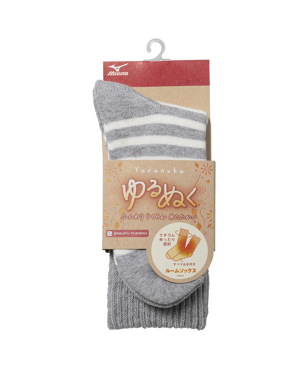 MIZUNO「【吸湿発熱】ブレスサーモゆるぬくソックス(ボーダー)」|ソックス|