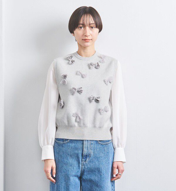 UNITED ARROWS「3D リボン クルーネック ベスト」|ベスト・ジレ|