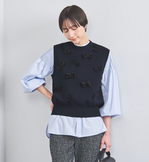 UNITED ARROWS「3D リボン クルーネック ベスト」|ベスト・ジレ|NAVY