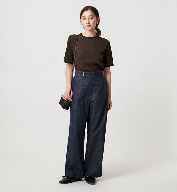 UNITED ARROWS「リブバイカラーパイピング ショートスリーブカットソー」|Tシャツ・カットソー|