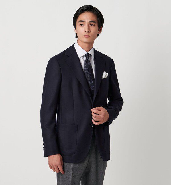 UNITED ARROWS「タスマニアウール ホップサック 3ボタン シングルジャケット S‐MODEL」|テーラードジャケット|NAVY