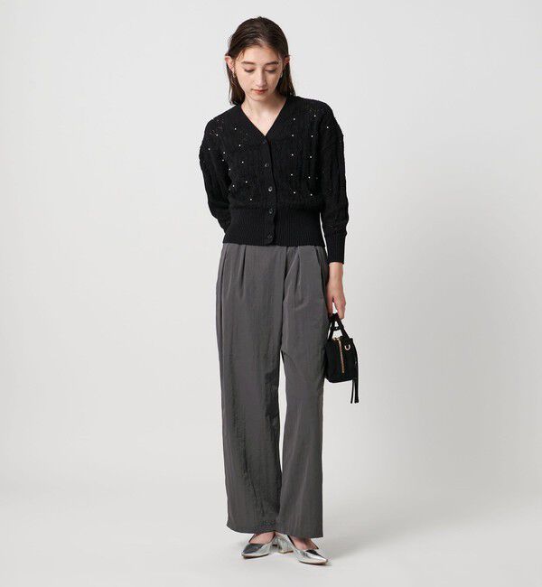 UNITED ARROWS「アシンメトリー タック ワイドパンツ はっ水 ウォッシャブル」|チノ|