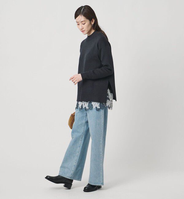 UNITED ARROWS「バックサテン レースコンビ ブラウス ‐ウォッシャブル‐」|シャツ・ブラウス|