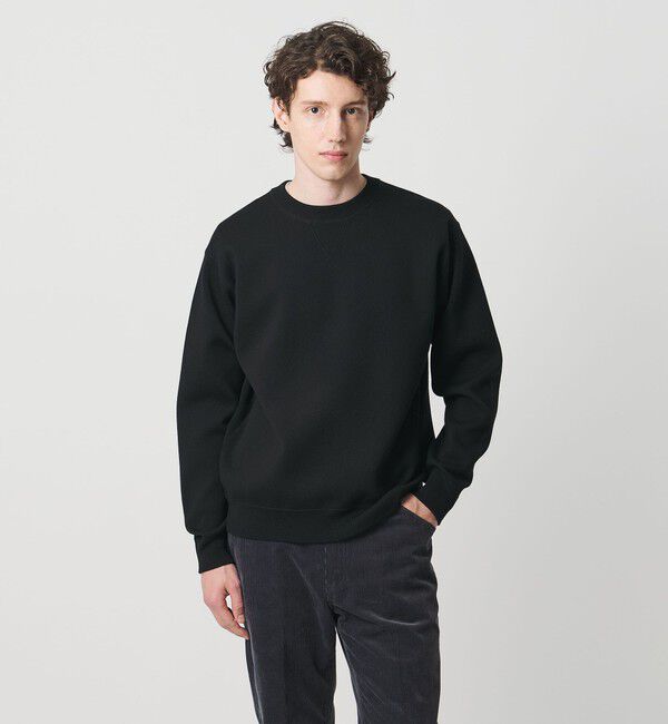 UNITED ARROWS「ウール カシミヤ クルーネック スウェットニット」|ニット・セーター|BLACK