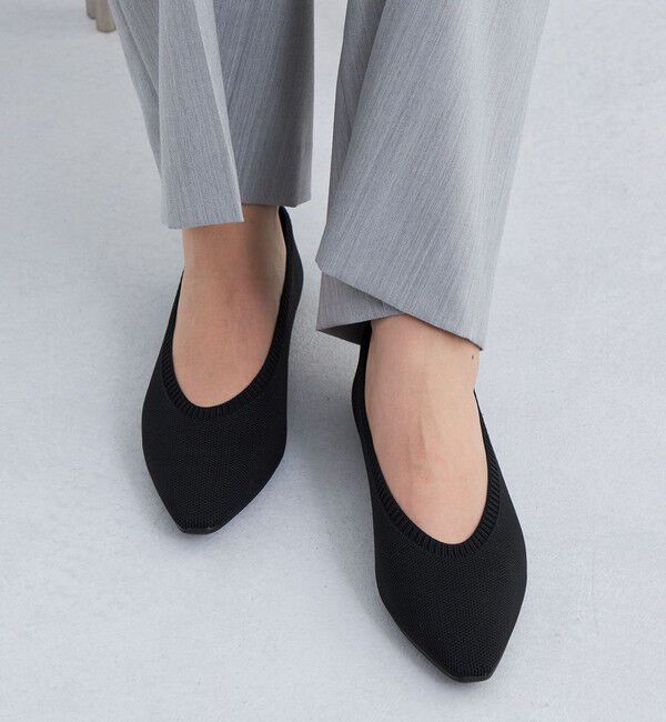 UNITED ARROWS green label relaxing「ウェルネス ニット フラットシューズ -撥水・ウォッシャブル-」|ローファー|BLACK