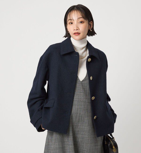 UNITED ARROWS green label relaxing「ヘリンボーン 襟付き ショート ジャケット コート」|その他|