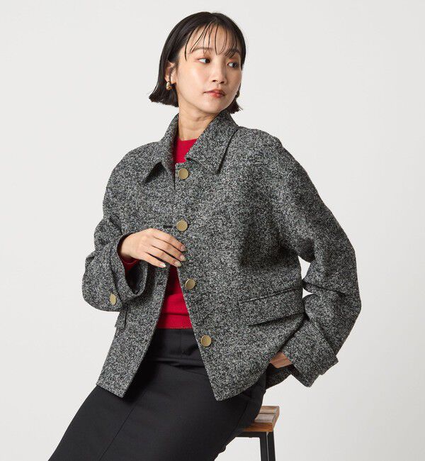 UNITED ARROWS green label relaxing「ヘリンボーン 襟付き ショート ジャケット コート」|その他|