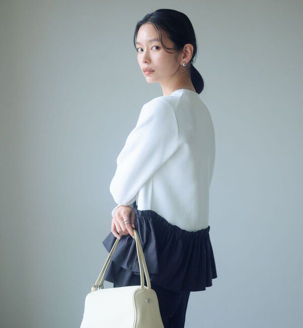 UNITED ARROWS green label relaxing「タフタ ドッキング ペプラム プルオーバー ニット ウォッシャブル」|ニット・セーター|