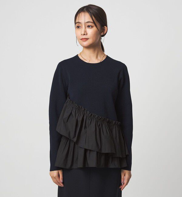 UNITED ARROWS green label relaxing「タフタ ドッキング ペプラム プルオーバー ニット ウォッシャブル」|ニット・セーター|