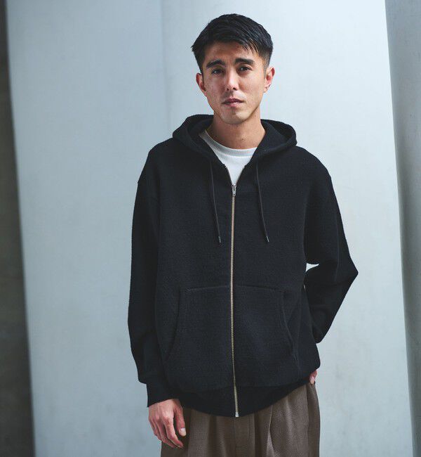 UNITED ARROWS green label relaxing「ウールミックス ジップ パーカー フーディ」|パーカー|BLACK