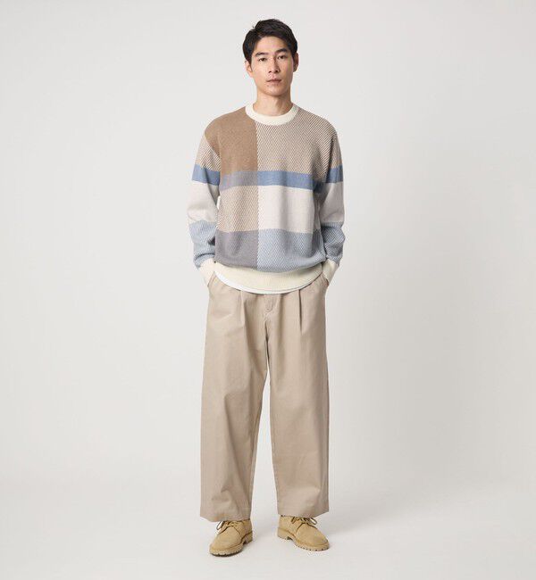 UNITED ARROWS green label relaxing「カラー ブロック ジャカード クルーネック ニット」|ニット・セーター|