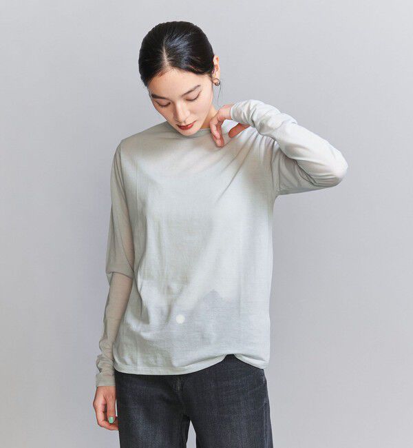BEAUTY&YOUTH UNITED ARROWS「コットンナイロン天竺 シアー クルーネック Tシャツ」|Tシャツ・カットソー|