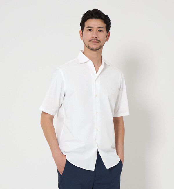 BEAUTY&YOUTH UNITED ARROWS「【WEB限定 WARDROBE SMART】コットン ワイドカラー スキッパーシャツ」|シャツ・ブラウス|WHITE