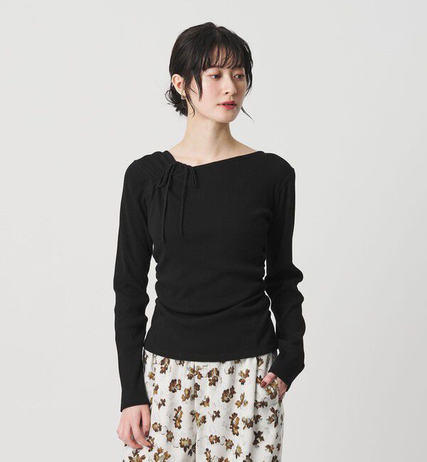 BEAUTY&YOUTH UNITED ARROWS「コットンリブ リボンギャザーカットソー」|Tシャツ・カットソー|